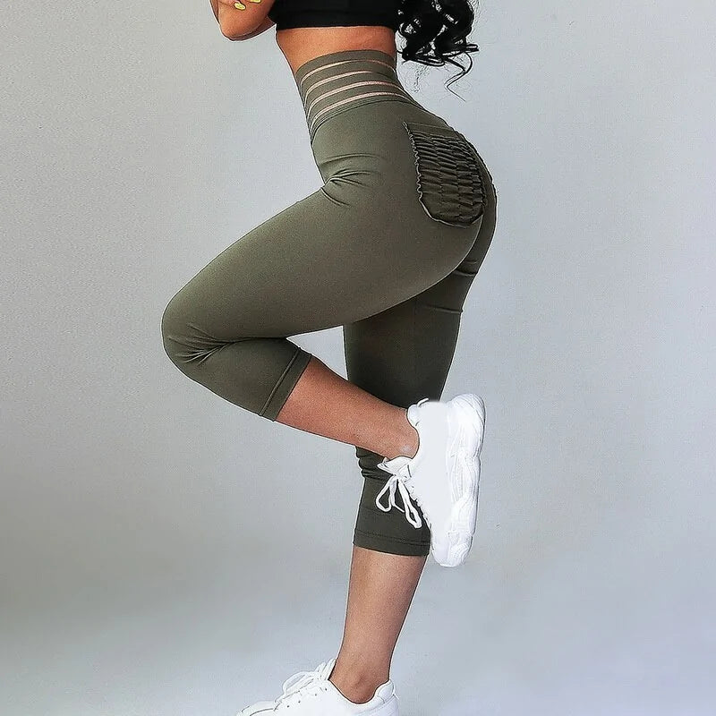 Leggings de Cintura Alta y Bolsillos Cargo Traseros - High Trend Coture