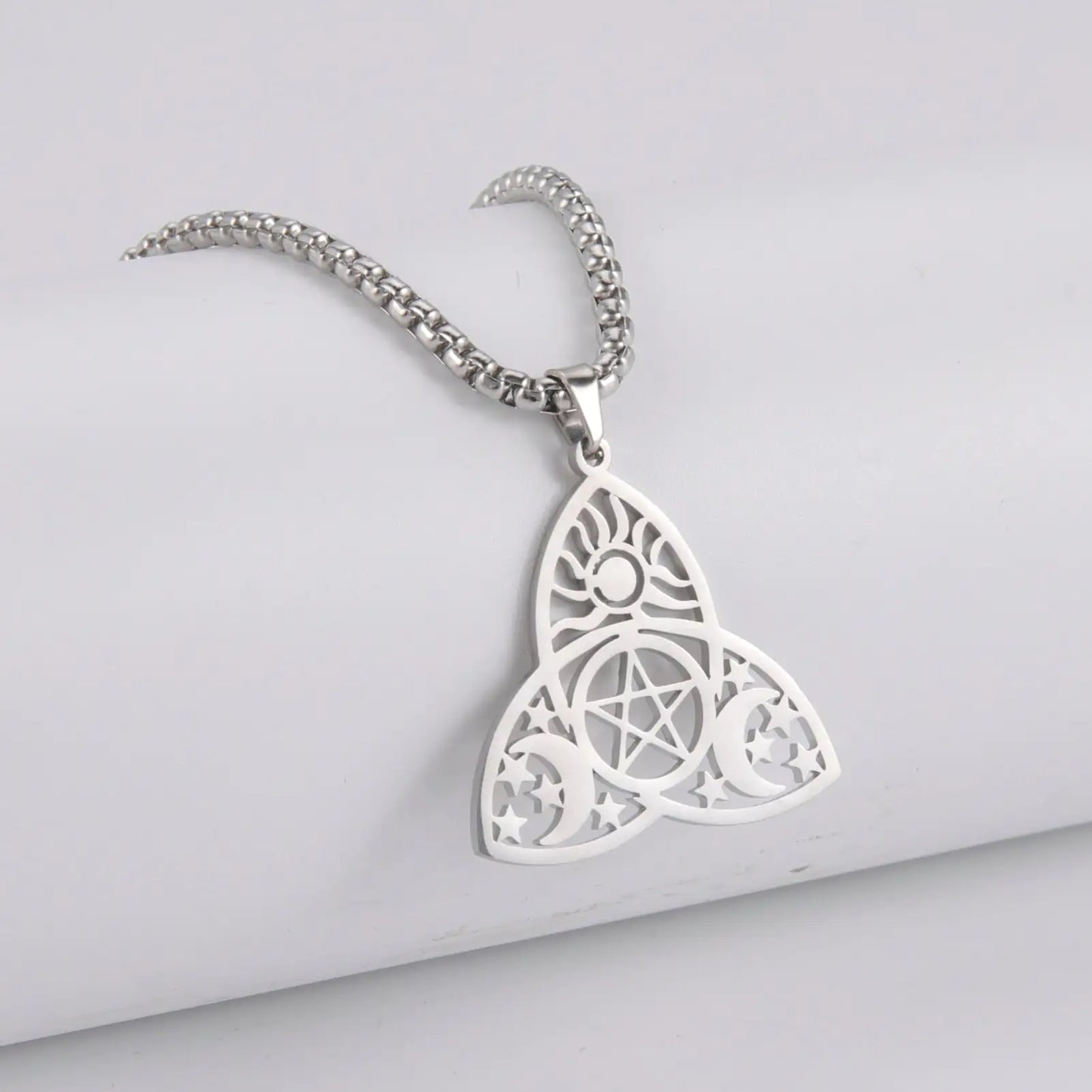 Triquetra Moon Pentagram Necklaces - High Trend Coture