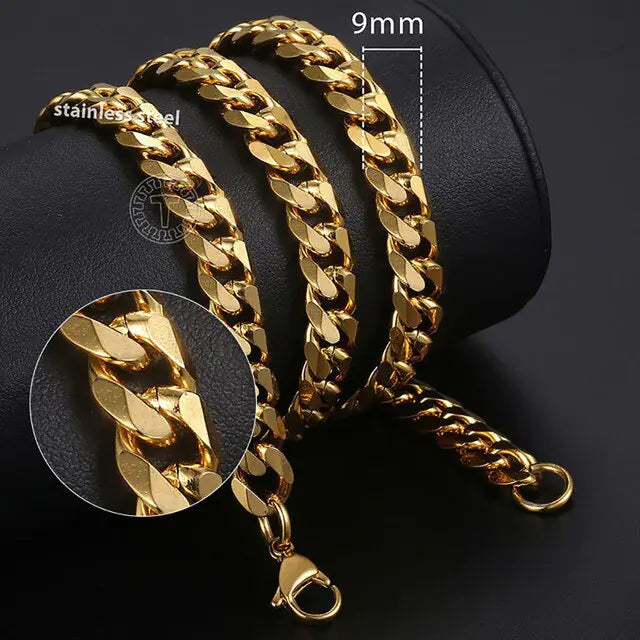 Hip Hop Stainless Steel Curb Cuban Link Necklace - High Trend Coture
