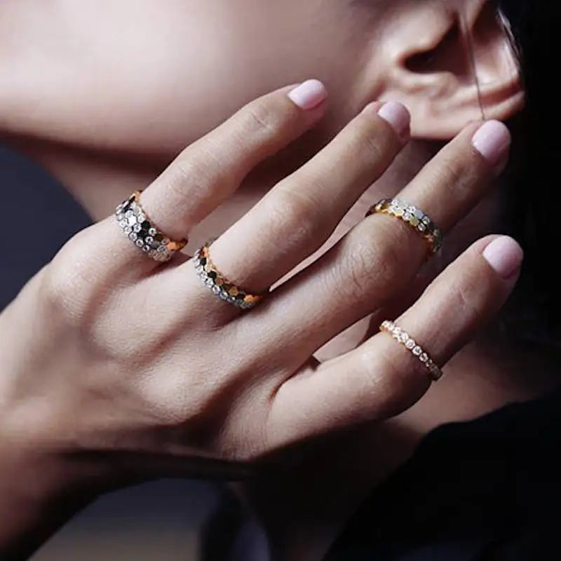 Honeycomb Stacking Rings (3Pc Set) - High Trend Coture