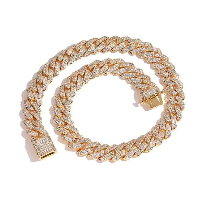 Gold Plated Iced Out Chain for Men and Women Cuban Chain Necklace - High Trend Coture