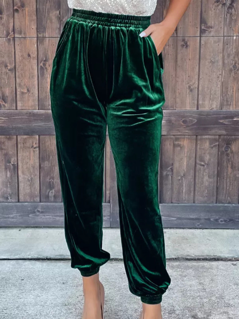 Women's velvet ankle-length pants