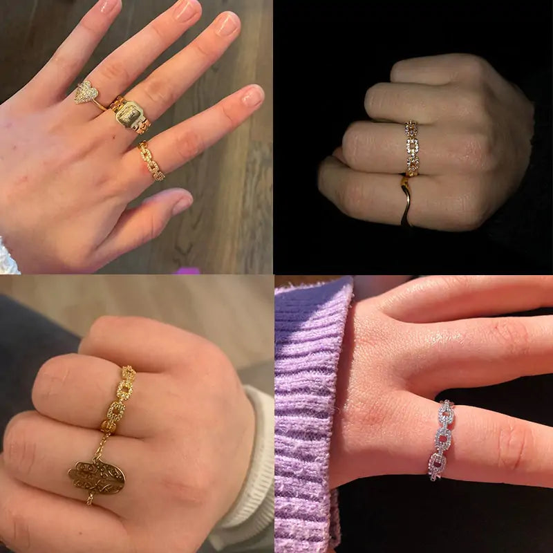 Classic Twist Chain Open Rings - High Trend Coture