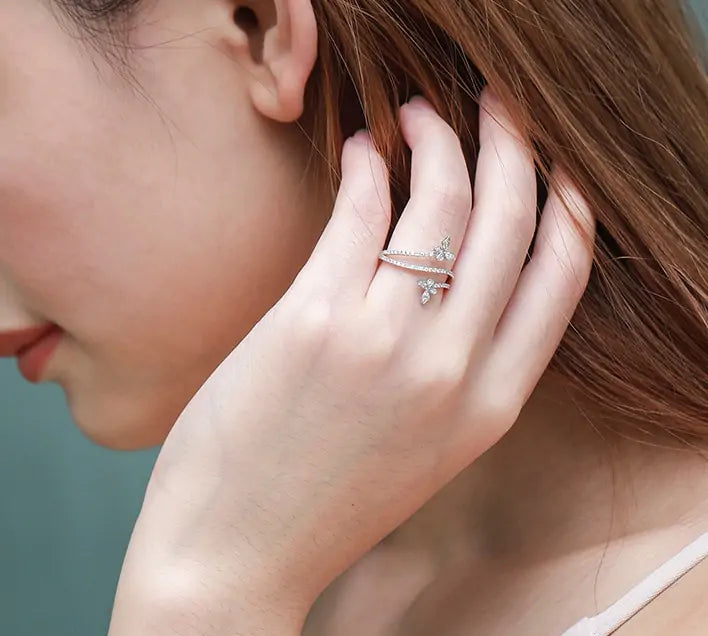 Silver Double Butterfly Rings - High Trend Coture