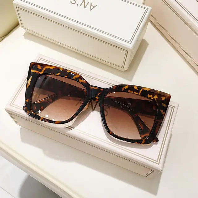 Rectangle Big Frame Cat Eye Sunglasses - High Trend Coture