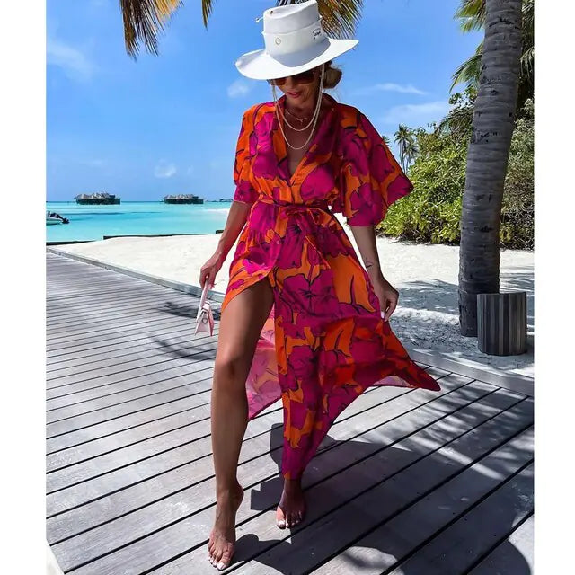 Vestido Estampado Cover-Up con Bikini a Juego - High Trend Coture