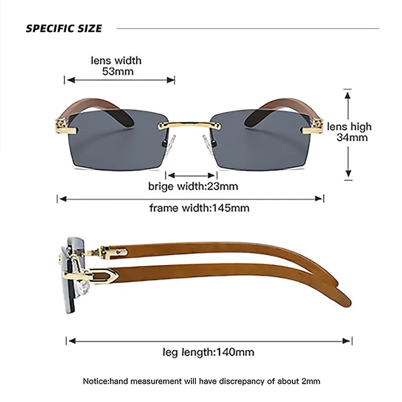 Rectangle Fashion Rimless Sunglasses - High Trend Coture