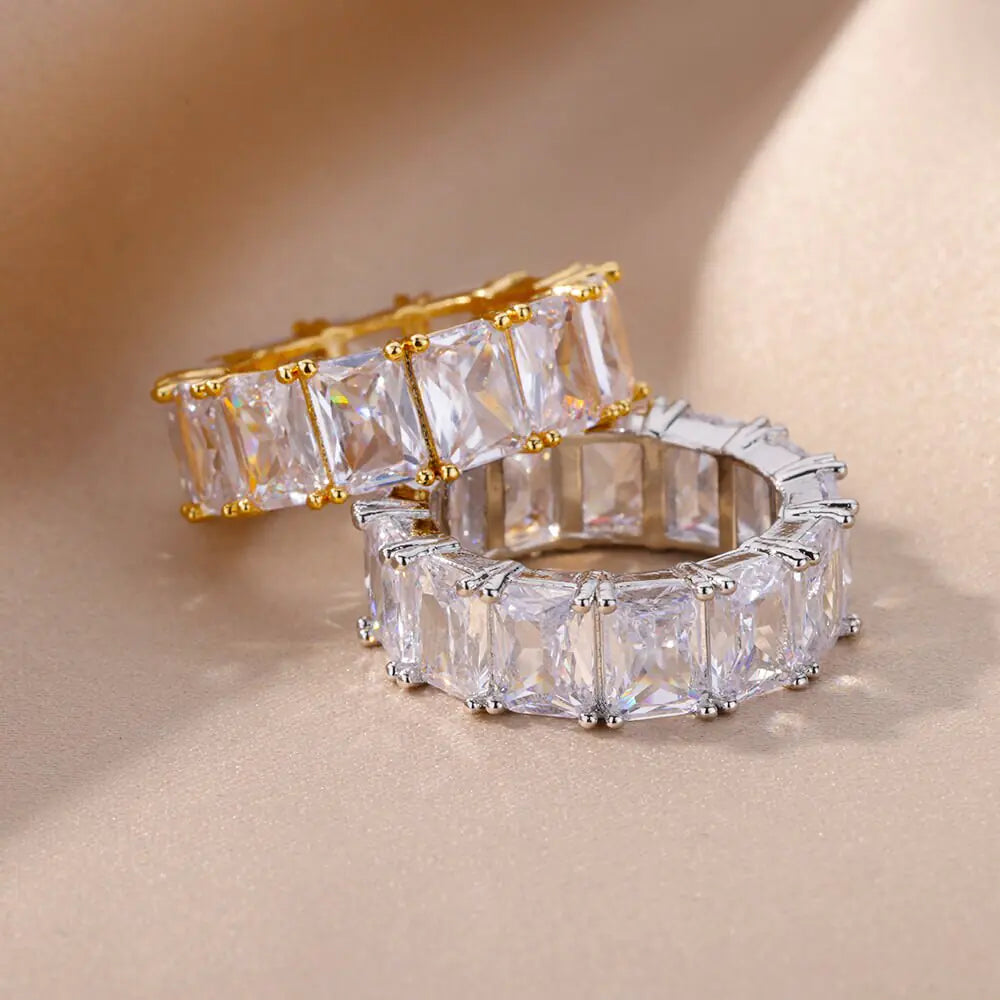 Rectangle Zircon Rings - High Trend Coture