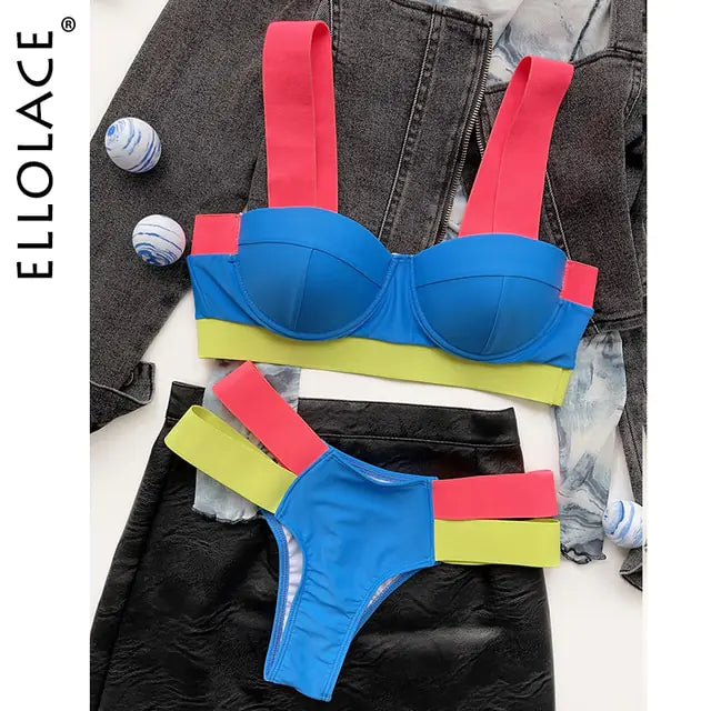 Bikini Patchwork Sexy Diversos Colores - High Trend Coture