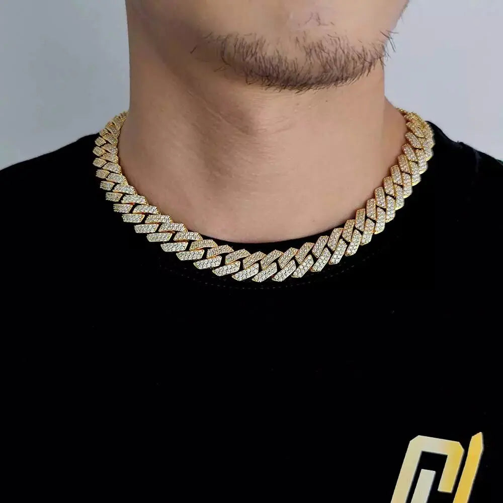 Gold Plated Iced Out Chain for Men and Women Cuban Chain Necklace - High Trend Coture