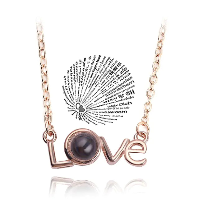 Projection Necklace 100 Languages I Love You Pendant Jewelry - High Trend Coture