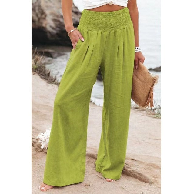 Long linen pants with pockets for women