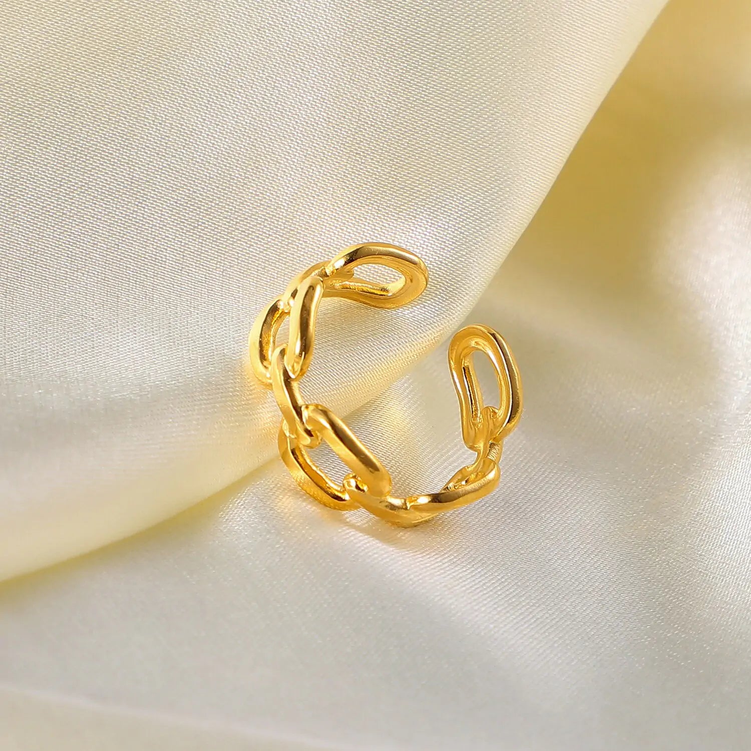 Twisted Link Chain Open Rings - High Trend Coture
