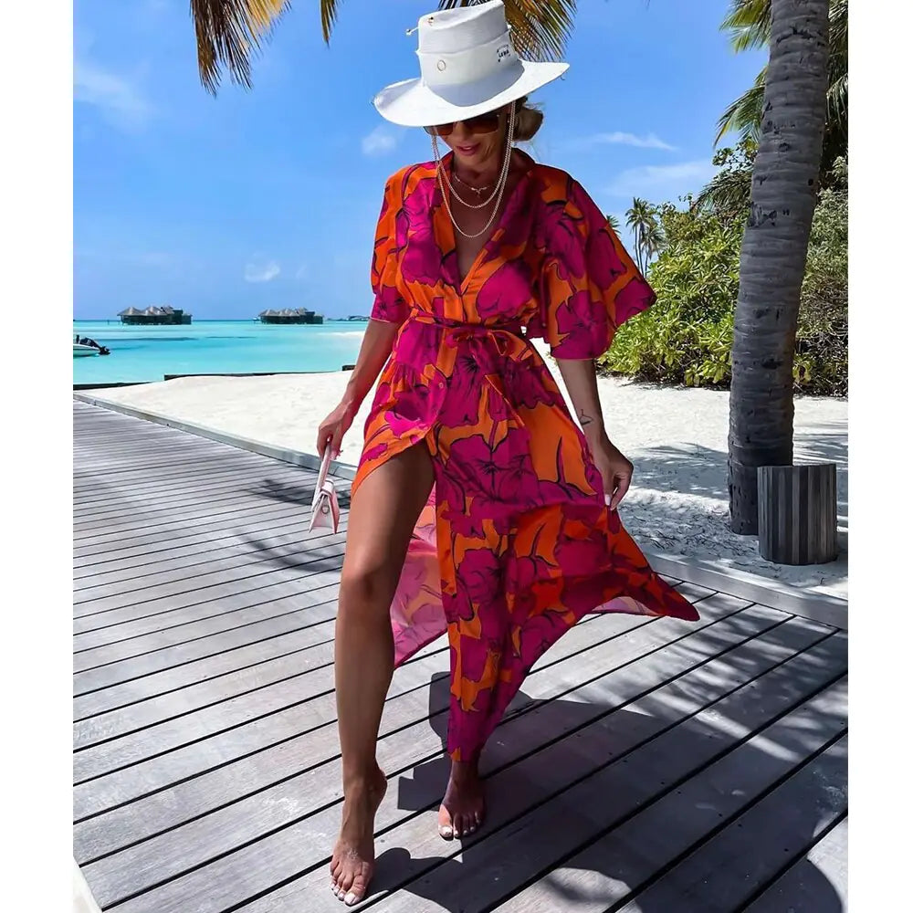 Vestido Estampado Cover-Up con Bikini a Juego - High Trend Coture