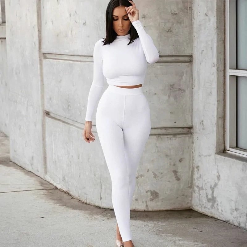 Conjunto Deportivo Dos Piezas Mujer Leggings Push Up y Top Manga Corta - High Trend Coture