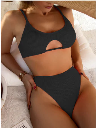 Conjunto Bikini de Canalé con Abertura en Top - High Trend Coture