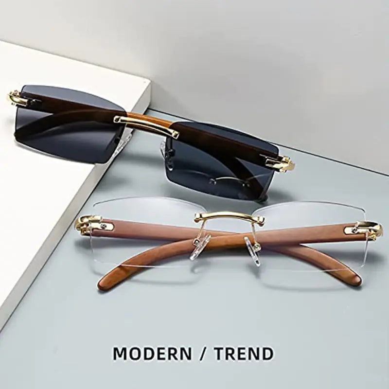 Rectangle Fashion Rimless Sunglasses - High Trend Coture
