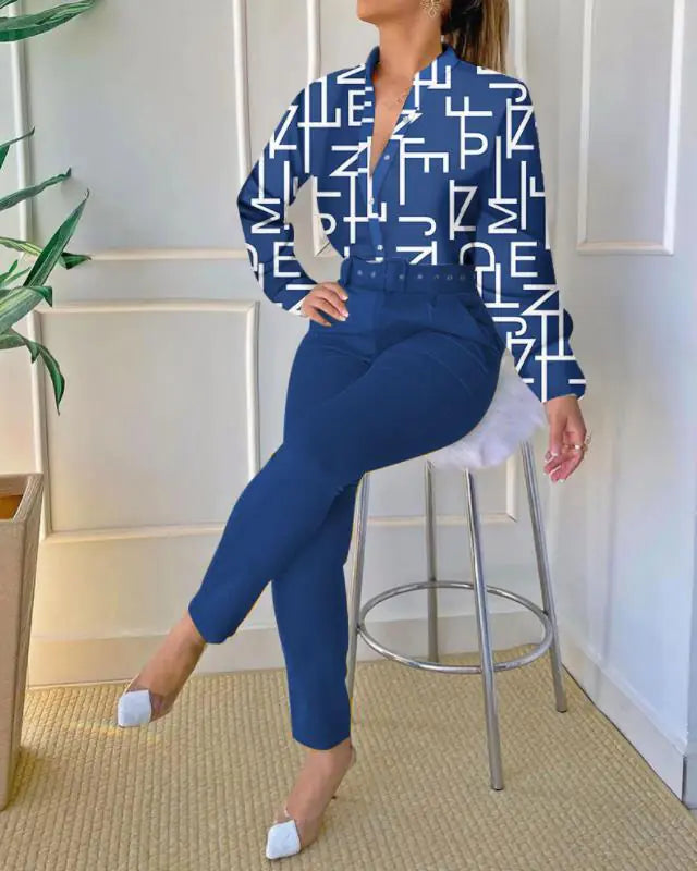 Conjunto elegante dos piezas pantalon y blusa - High Trend Coture