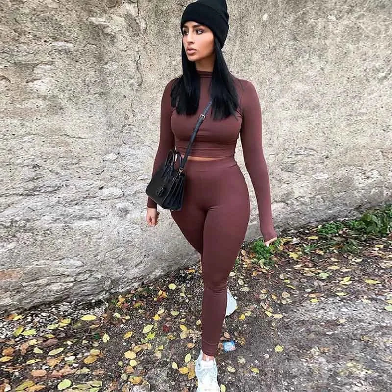 Conjunto Deportivo Dos Piezas Mujer Leggings Push Up y Top Manga Corta - High Trend Coture