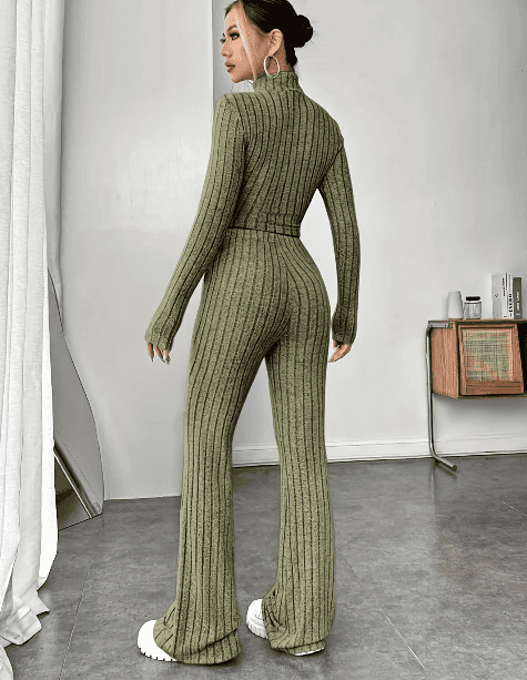 Conjunto de dos piezas para Mujer Pantalón y Jersey Acanalado