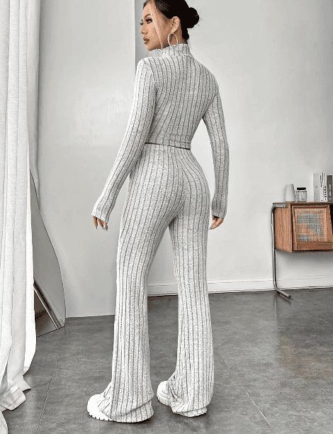 Conjunto de dos piezas para Mujer Pantalón y Jersey Acanalado
