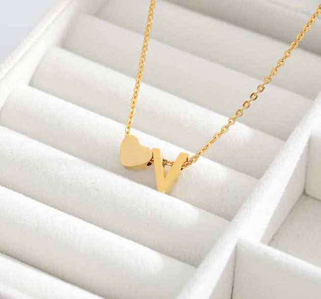 Letter Heart Initial Necklaces - High Trend Coture