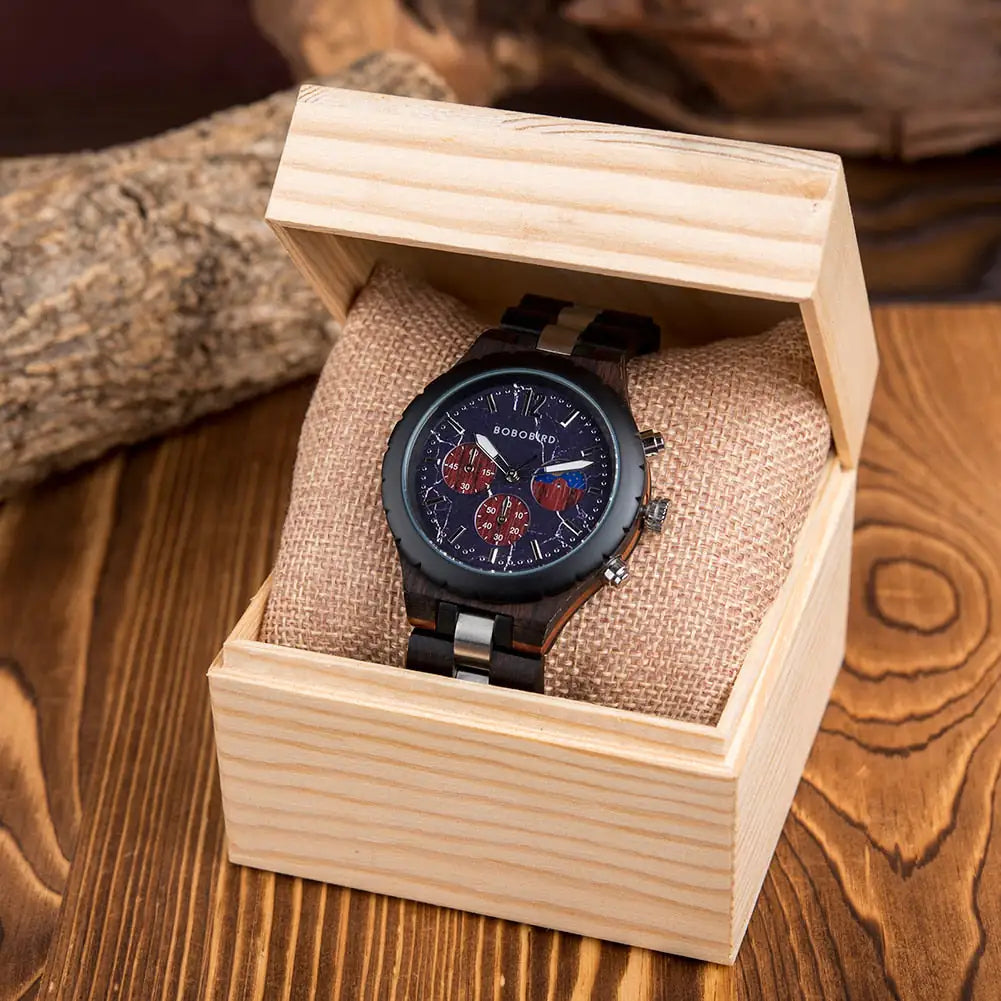 Luxury Wooden Chronograph Watch for Men - High Trend Coture