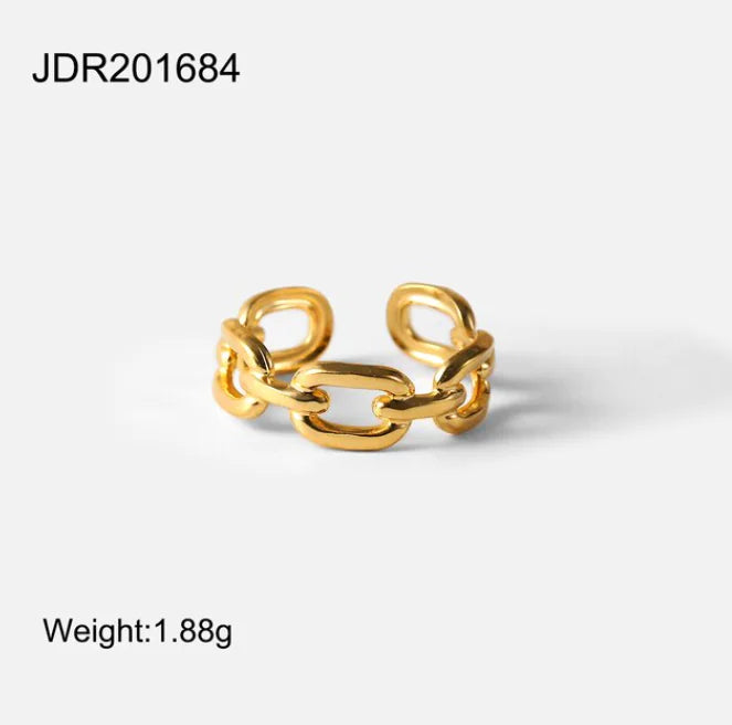 Twisted Link Chain Open Rings - High Trend Coture