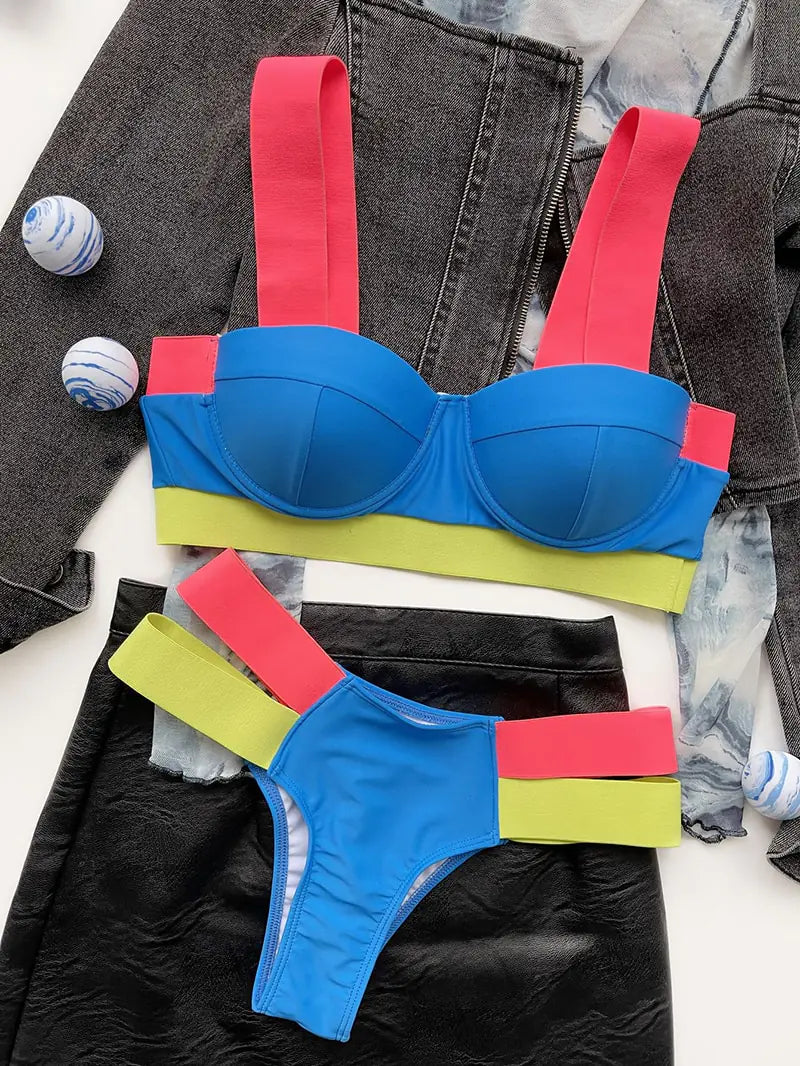 Bikini Patchwork Sexy Diversos Colores - High Trend Coture