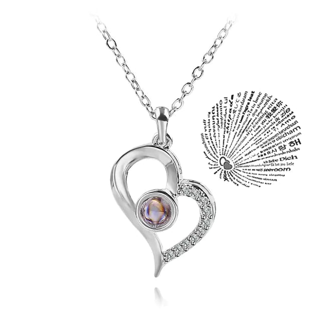Projection Necklace 100 Languages I Love You Pendant Jewelry - High Trend Coture