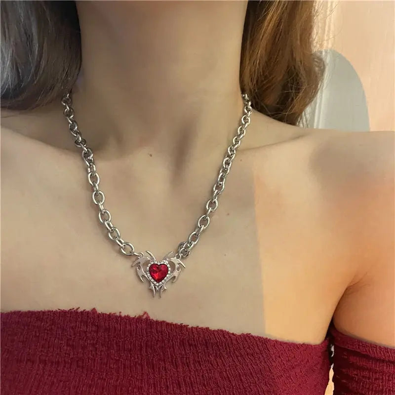 Red Crystal Pendant Necklace - High Trend Coture