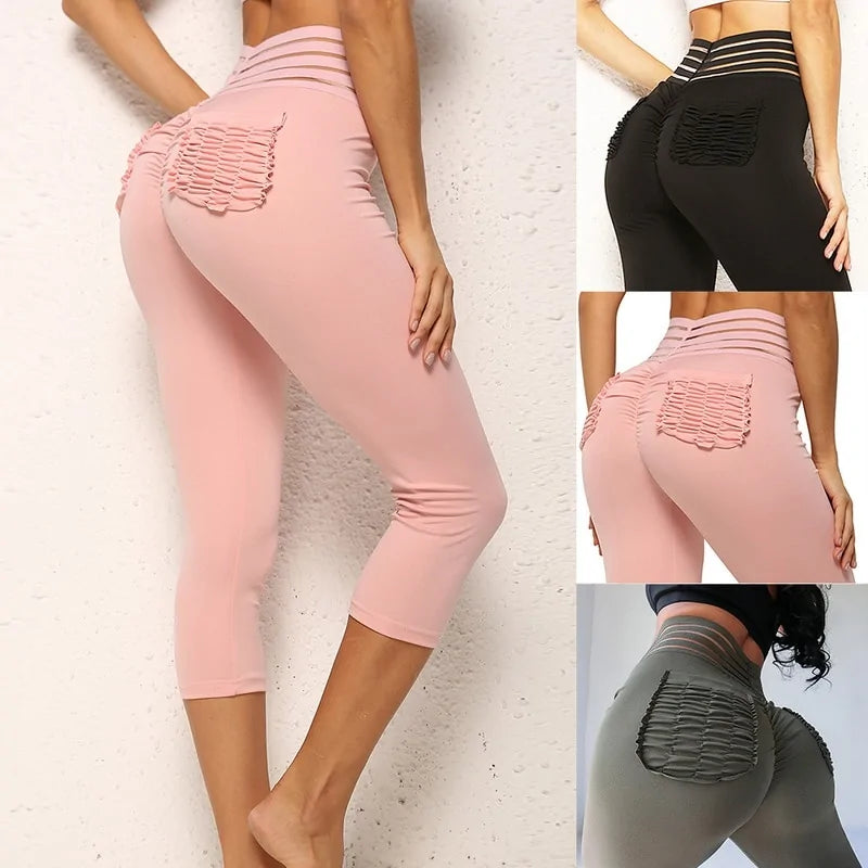 Leggings de Cintura Alta y Bolsillos Cargo Traseros - High Trend Coture