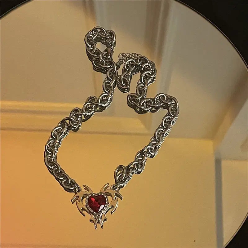 Red Crystal Pendant Necklace - High Trend Coture