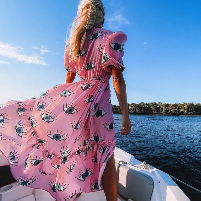 Vestido Estampado Cover-Up con Bikini a Juego - High Trend Coture
