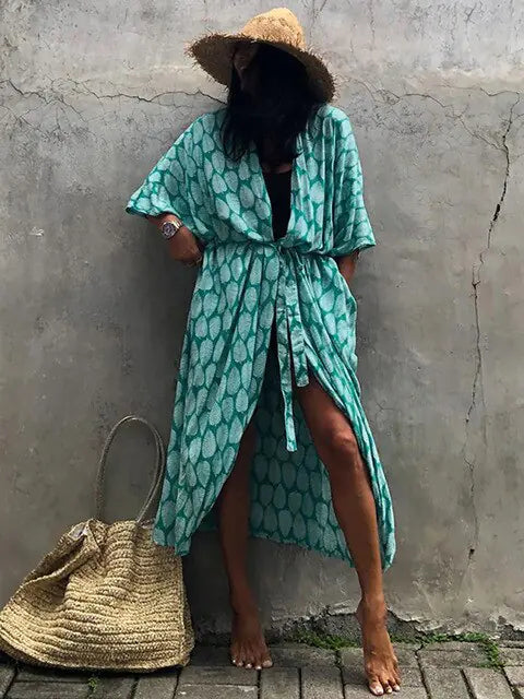 Kimono de Playa Cover Up Estampado - High Trend Coture