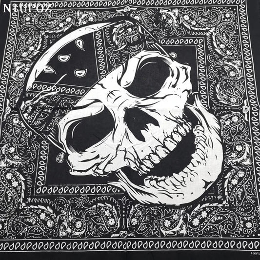 Bandana Cuadrada Algodón 100% con Calaveras Paisley