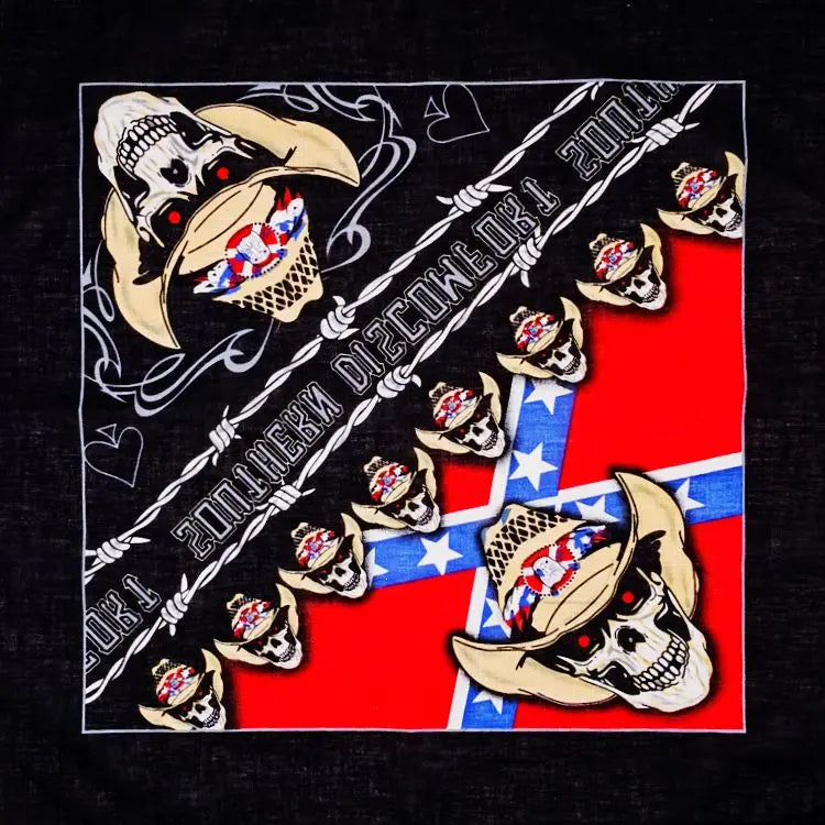Bandana Cuadrada Algodón 100% con Calaveras Paisley