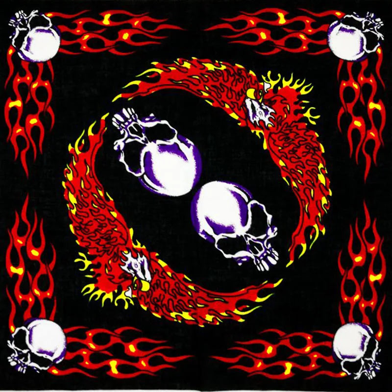 Bandana Cuadrada Algodón 100% con Calaveras Paisley