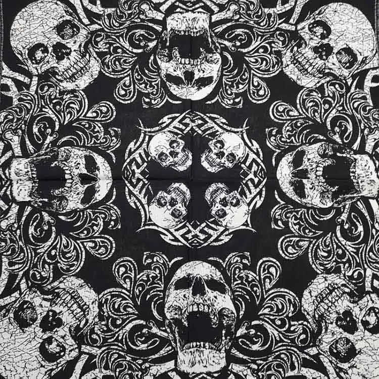 Bandana Cuadrada Algodón 100% con Calaveras Paisley