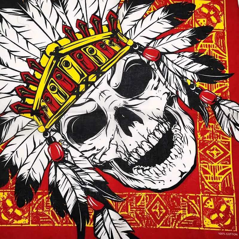 Bandana Cuadrada Algodón 100% con Calaveras Paisley