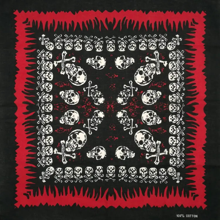 Bandana Cuadrada Algodón 100% con Calaveras Paisley