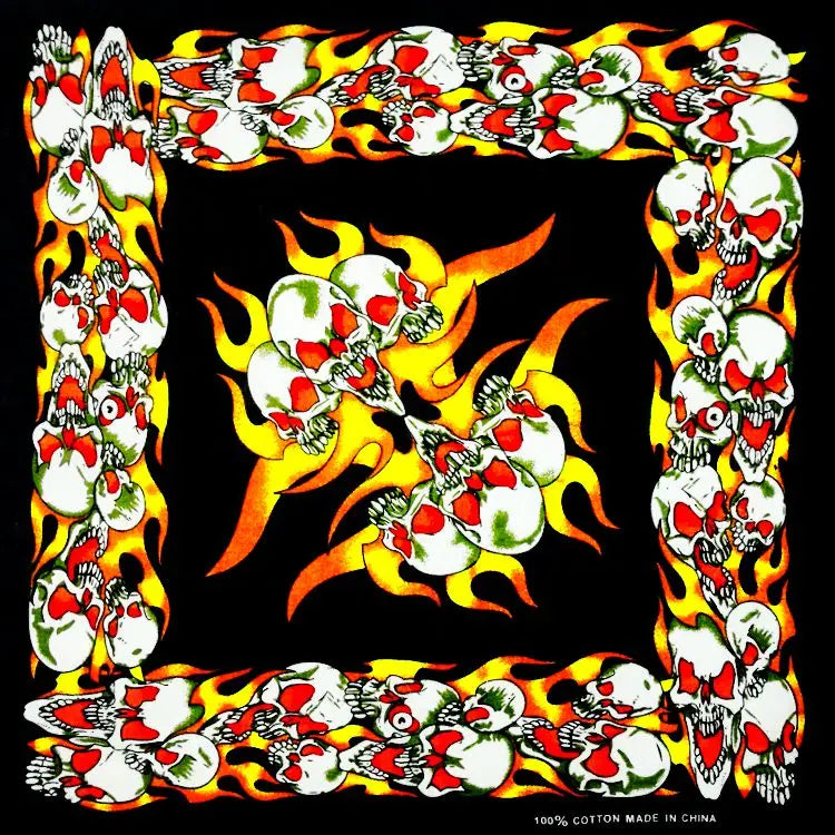 Bandana Cuadrada Algodón 100% con Calaveras Paisley