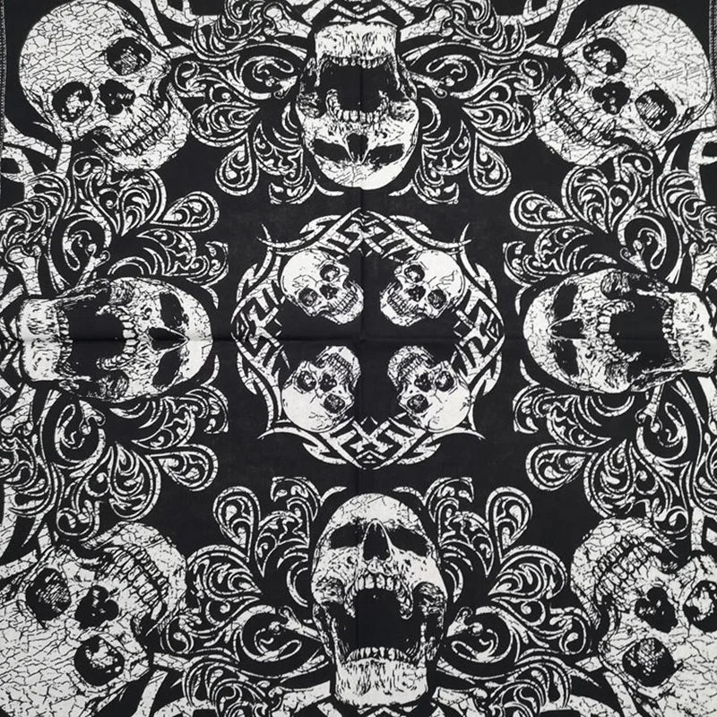 Bandana Cuadrada Algodón 100% con Calaveras Paisley