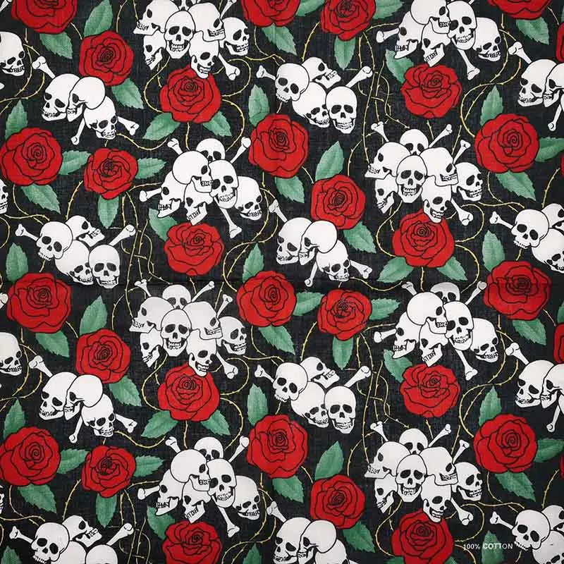 Bandana Cuadrada Algodón 100% con Calaveras Paisley