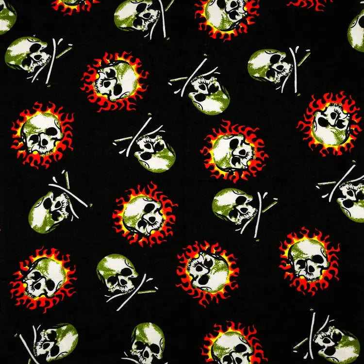 Bandana Cuadrada Algodón 100% con Calaveras Paisley