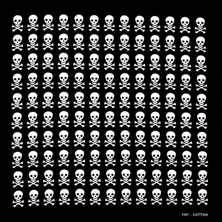 Bandana Cuadrada Algodón 100% con Calaveras Paisley