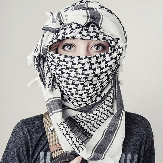 Pañuelo Árabe Shemagh Keffiyeh Algodón Bufanda Táctica Unisex de Invierno