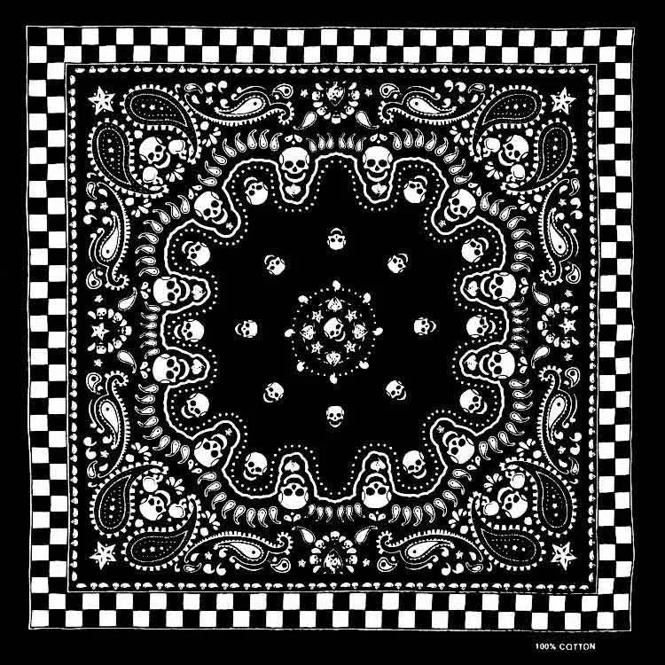 Bandana Cuadrada Algodón 100% con Calaveras Paisley
