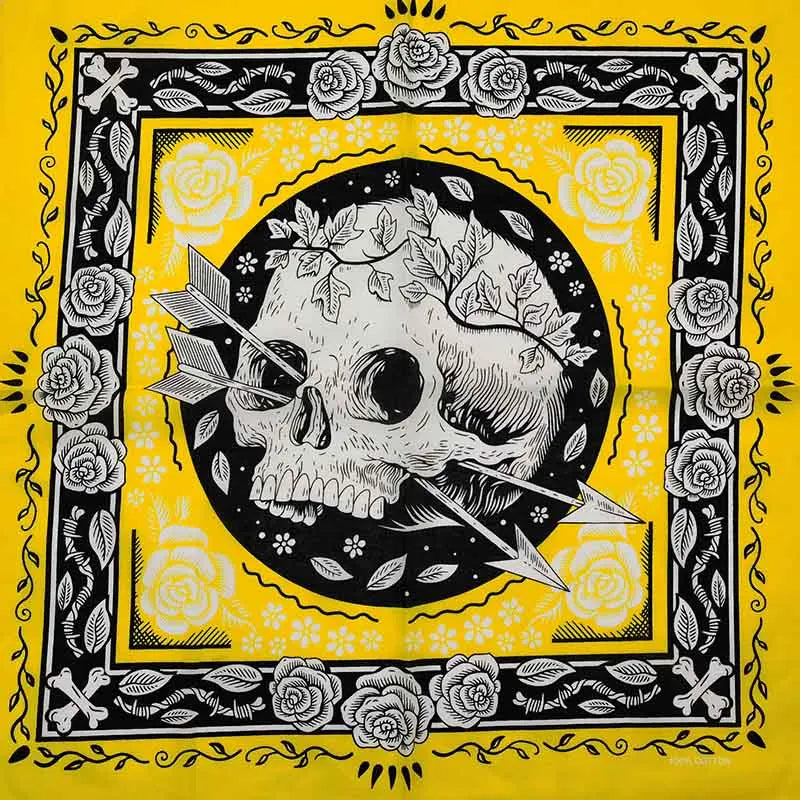Bandana Cuadrada Algodón 100% con Calaveras Paisley