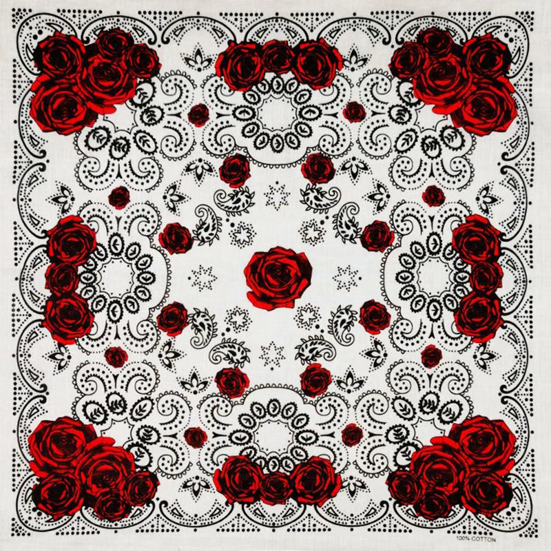 Bandana Cuadrada Algodón 100% con Calaveras Paisley